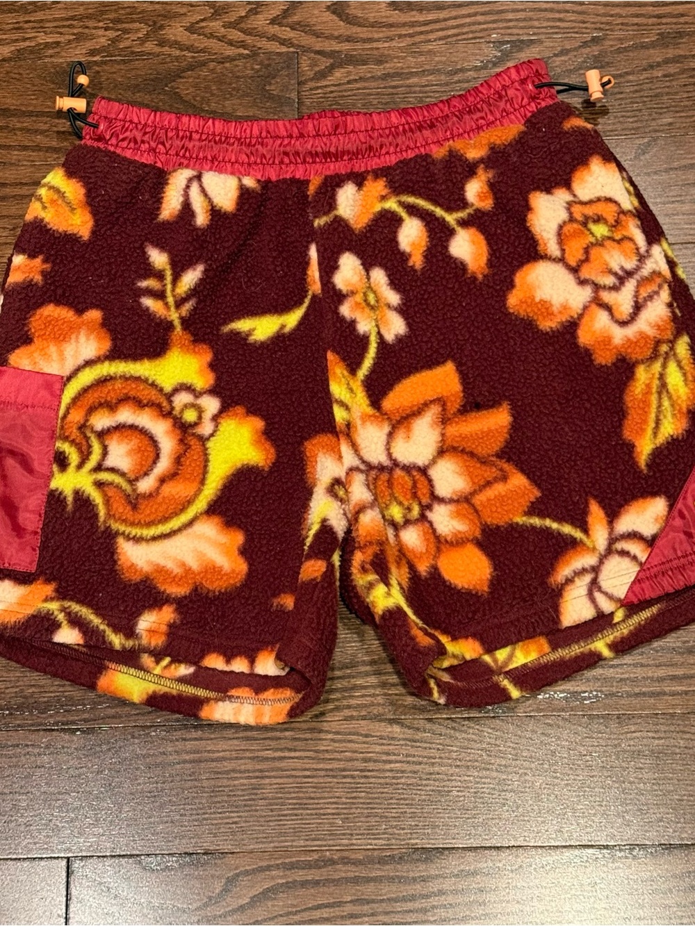 Without Walls Burgundy Floral Fleece Shorts